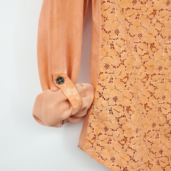 Jessica Simpson Forley Button Up Blouse Orange M - Picture 6 of 10